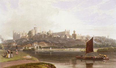 Windsor Castle from the River Meadow on the Thames, from a compilation of views of Windsor, Eton and Virginia Water, c.1827-30 by William Daniell